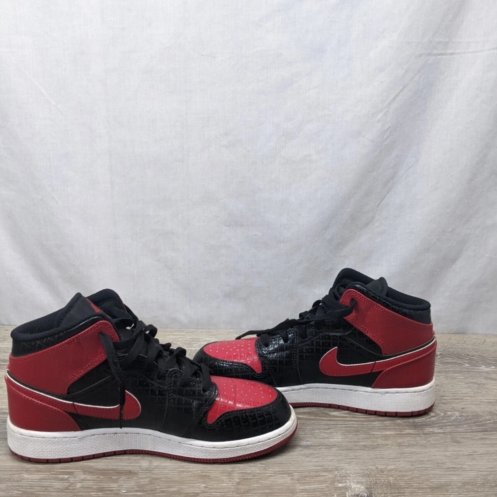 Nike Air Jordan 1 Kids Black and Red Mid-Top Sneakers
